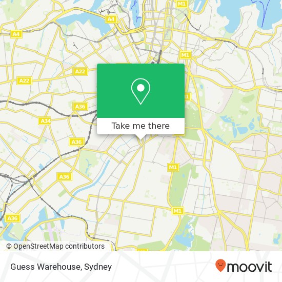 Mapa Guess Warehouse, 296 Botany Rd Alexandria NSW 2015