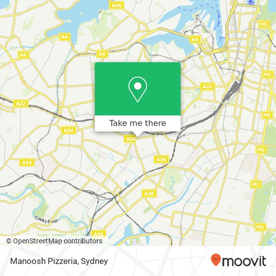 Manoosh Pizzeria, Enmore Rd Enmore NSW 2042 map