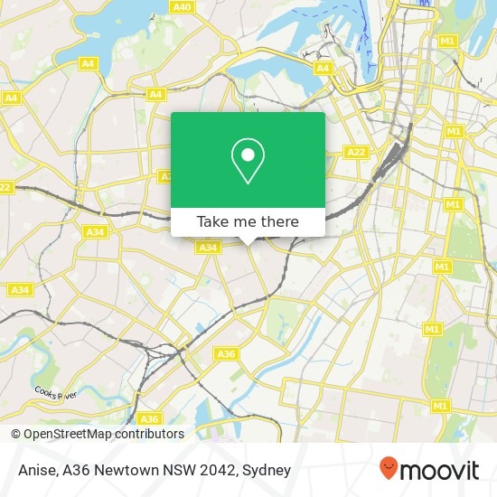 Mapa Anise, A36 Newtown NSW 2042