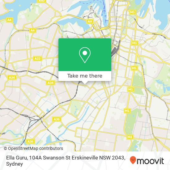 Ella Guru, 104A Swanson St Erskineville NSW 2043 map