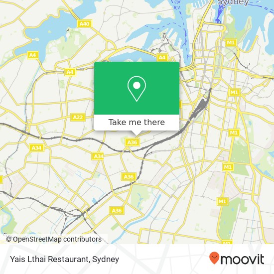 Mapa Yais Lthai Restaurant, King St Newtown NSW 2042