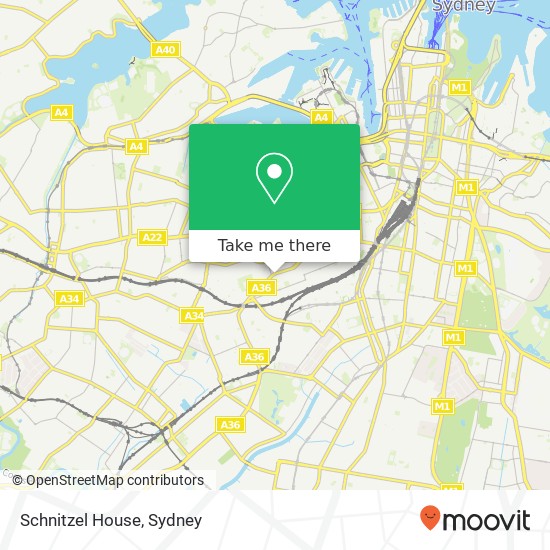 Mapa Schnitzel House, 124 King St Newtown NSW 2042