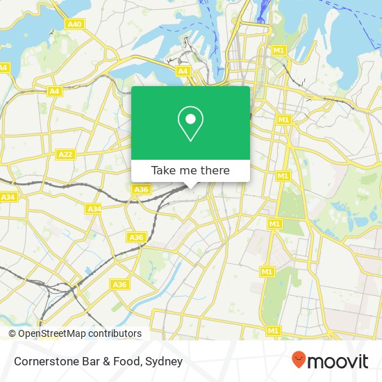 Mapa Cornerstone Bar & Food, 245 Wilson St Eveleigh NSW 2015