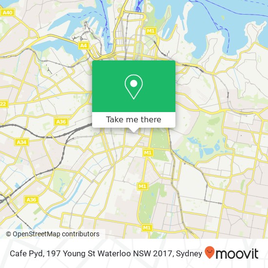 Cafe Pyd, 197 Young St Waterloo NSW 2017 map