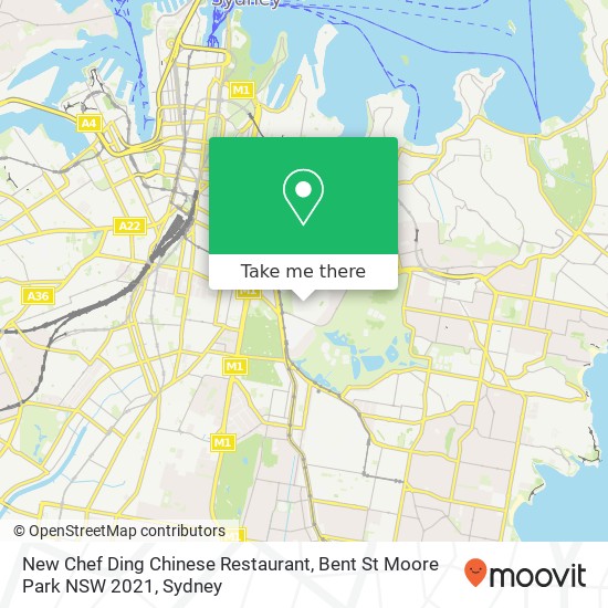 Mapa New Chef Ding Chinese Restaurant, Bent St Moore Park NSW 2021