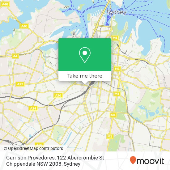 Garrison Provedores, 122 Abercrombie St Chippendale NSW 2008 map