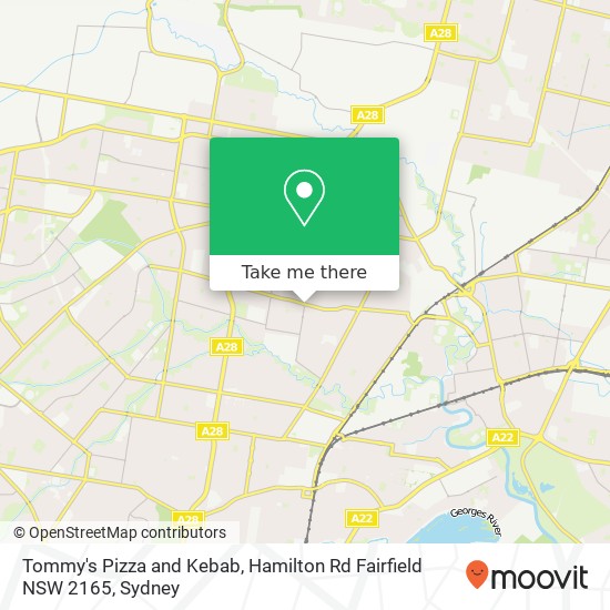 Mapa Tommy's Pizza and Kebab, Hamilton Rd Fairfield NSW 2165
