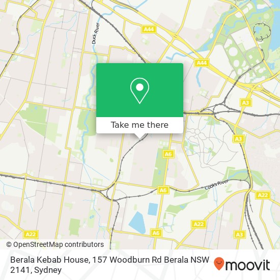 Mapa Berala Kebab House, 157 Woodburn Rd Berala NSW 2141