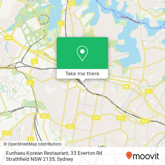 Mapa Eunhasu Korean Restaurant, 33 Everton Rd Strathfield NSW 2135