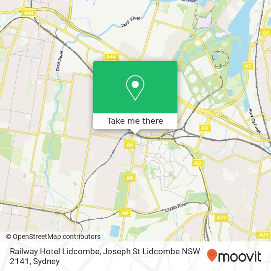 Mapa Railway Hotel Lidcombe, Joseph St Lidcombe NSW 2141