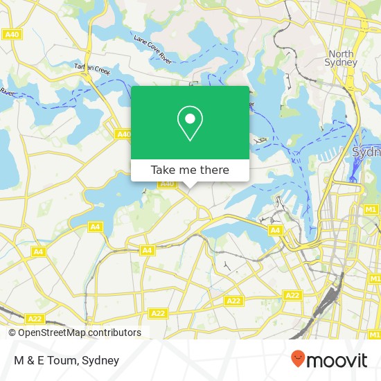 Mapa M & E Toum, 642 Darling St Rozelle NSW 2039