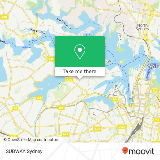 Mapa SUBWAY, 604 Darling St Rozelle NSW 2039