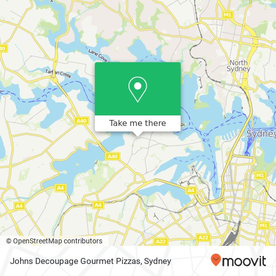 Mapa Johns Decoupage Gourmet Pizzas, 475 Darling St Balmain NSW 2041