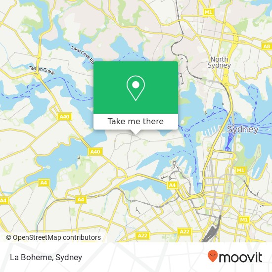 Mapa La Boheme, 332 Darling St Balmain NSW 2041