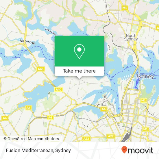Mapa Fusion Mediterranean, 371A Darling St Balmain NSW 2041