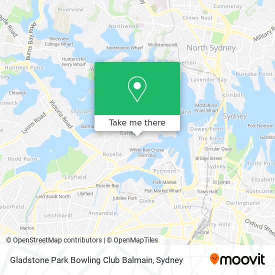 Mapa Gladstone Park Bowling Club Balmain