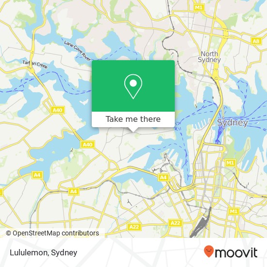 Mapa Lululemon, 272 Darling St Balmain NSW 2041