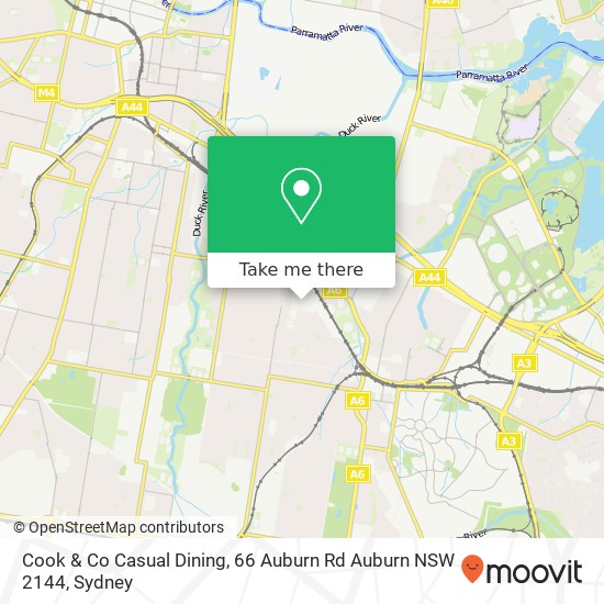 Cook & Co Casual Dining, 66 Auburn Rd Auburn NSW 2144 map