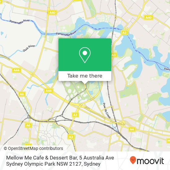 Mellow Me Cafe & Dessert Bar, 5 Australia Ave Sydney Olympic Park NSW 2127 map