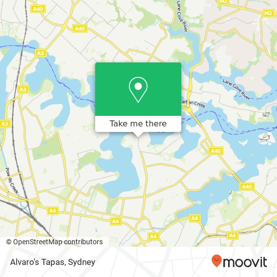 Mapa Alvaro's Tapas, 559 Great North Rd Abbotsford NSW 2046