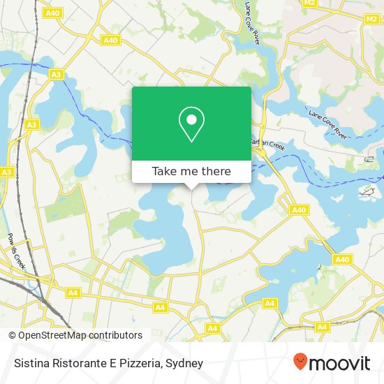 Mapa Sistina Ristorante E Pizzeria, 565 Great North Rd Abbotsford NSW 2046