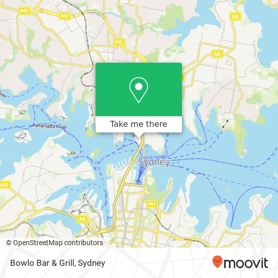 Bowlo Bar & Grill, Mary Wollstonecraft Ln Milsons Point NSW 2061 map