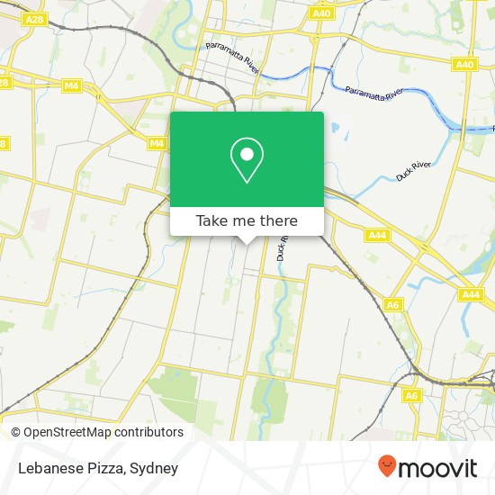 Mapa Lebanese Pizza, 106 Blaxcell St Granville NSW 2142