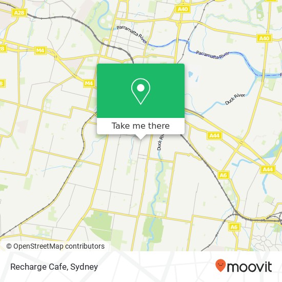 Mapa Recharge Cafe, 100 Blaxcell St Granville NSW 2142