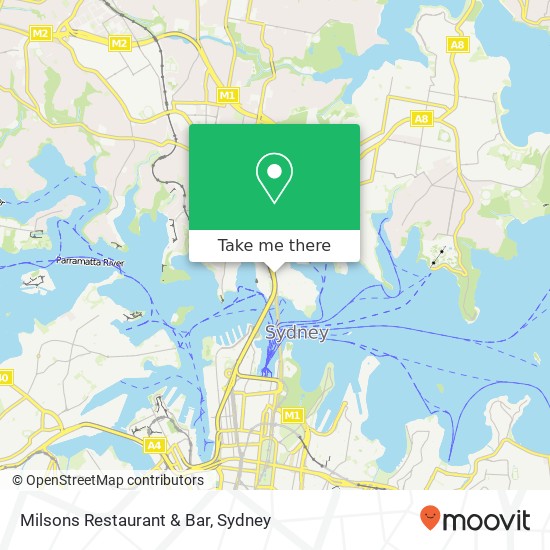 Mapa Milsons Restaurant & Bar, 17 Broughton St Kirribilli NSW 2061