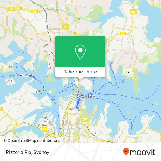 Mapa Pizzeria Rio, 12 Fitzroy St Kirribilli NSW 2061