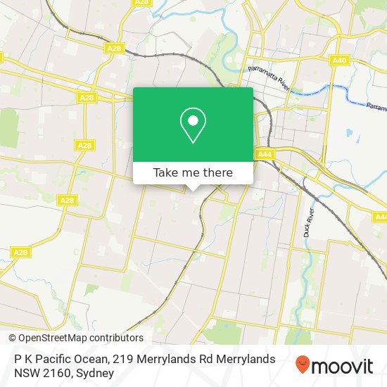 P K Pacific Ocean, 219 Merrylands Rd Merrylands NSW 2160 map