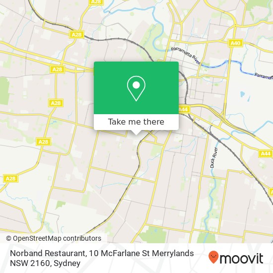 Norband Restaurant, 10 McFarlane St Merrylands NSW 2160 map