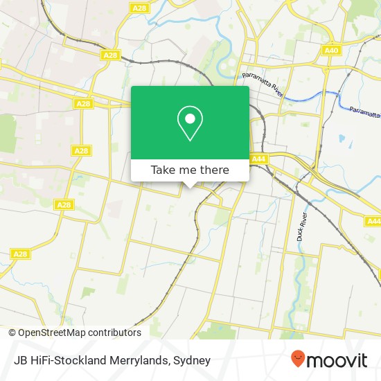 Mapa JB HiFi-Stockland Merrylands, 1 McFarlane St Merrylands NSW 2160