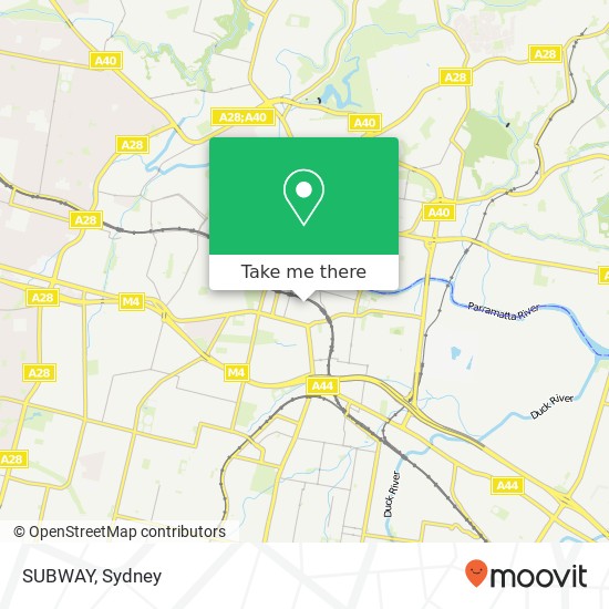 Mapa SUBWAY, Church St Parramatta NSW 2150