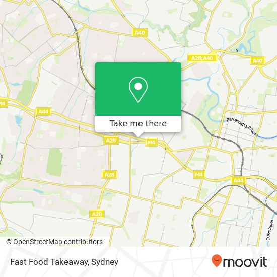 Mapa Fast Food Takeaway, Great Western Hwy Wentworthville NSW 2145