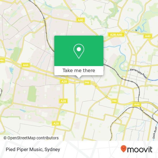 Mapa Pied Piper Music, 326-336 Great Western Hwy Wentworthville NSW 2145