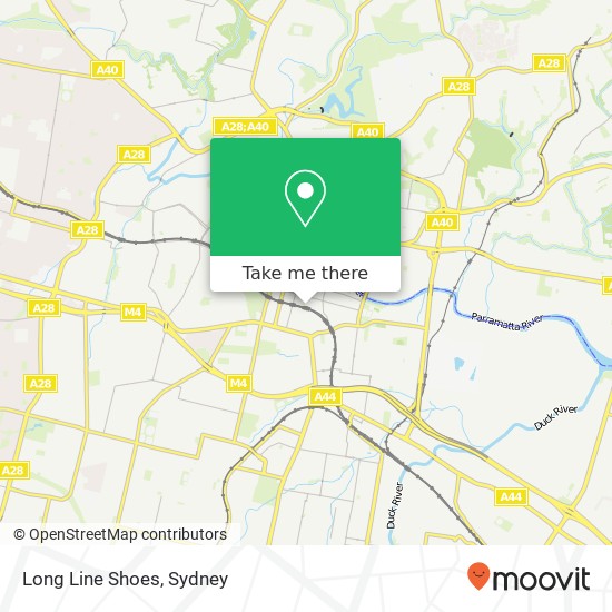 Long Line Shoes, Church St Parramatta NSW 2150 map