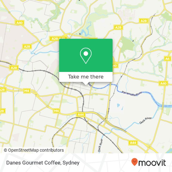Mapa Danes Gourmet Coffee, 101 George St Parramatta NSW 2150
