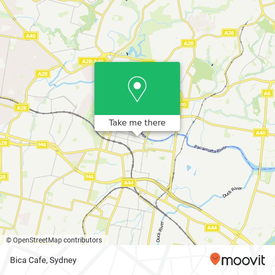 Mapa Bica Cafe, 101 George St Parramatta NSW 2150