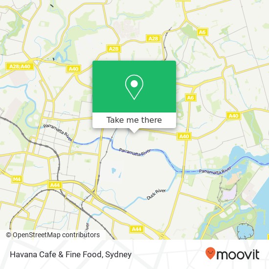 Mapa Havana Cafe & Fine Food, Euston St Rydalmere NSW 2116