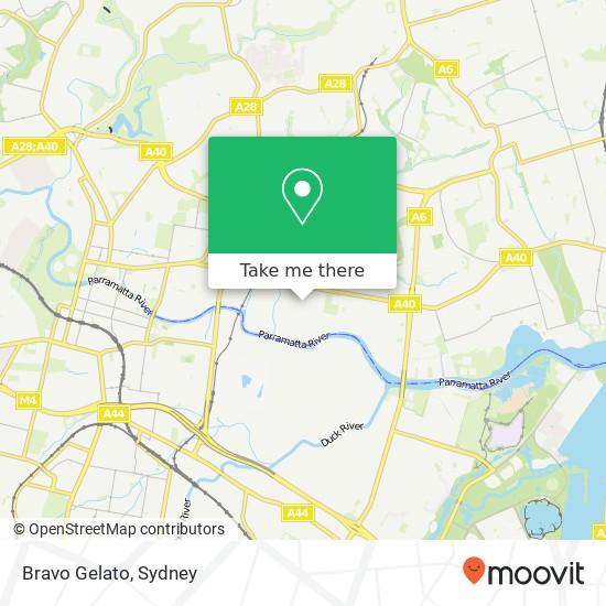 Mapa Bravo Gelato, 9-11 South St Rydalmere NSW 2116