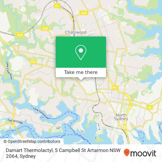 Mapa Damart Thermolactyl, 5 Campbell St Artarmon NSW 2064