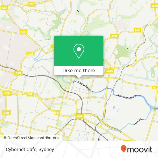 Mapa Cybernet Cafe, Palmer St Parramatta NSW 2150