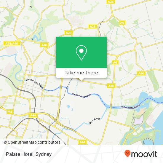 Mapa Palate Hotel, 279 Victoria Rd Rydalmere NSW 2116