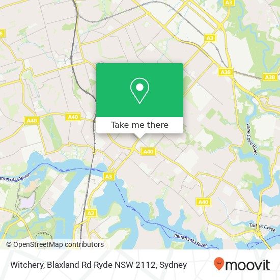 Mapa Witchery, Blaxland Rd Ryde NSW 2112