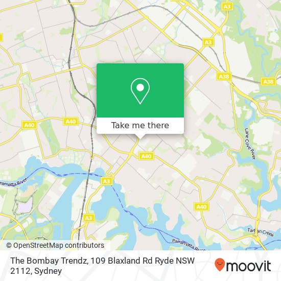 Mapa The Bombay Trendz, 109 Blaxland Rd Ryde NSW 2112