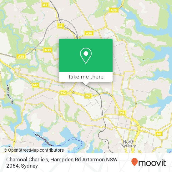 Charcoal Charlie's, Hampden Rd Artarmon NSW 2064 map