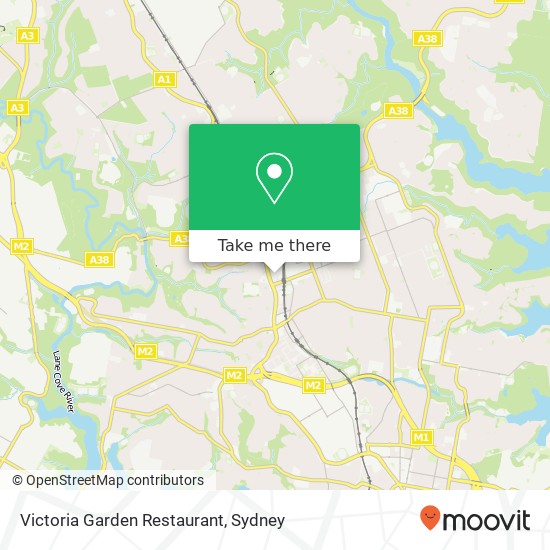 Mapa Victoria Garden Restaurant, Katherine St Chatswood NSW 2067