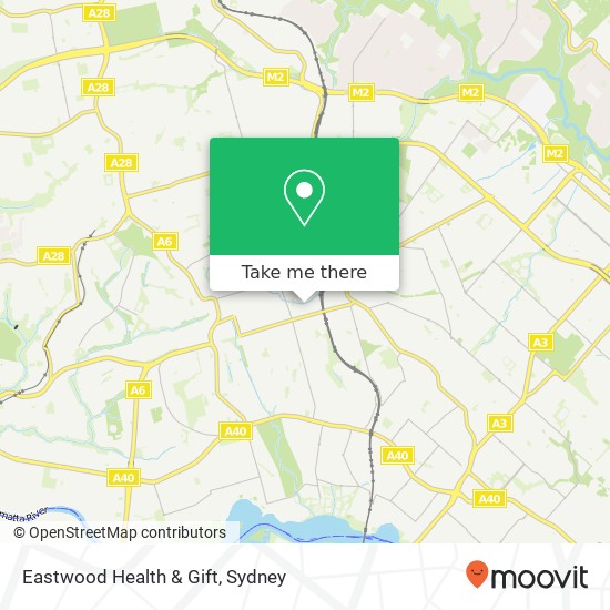 Mapa Eastwood Health & Gift, 181 Rowe St Eastwood NSW 2122