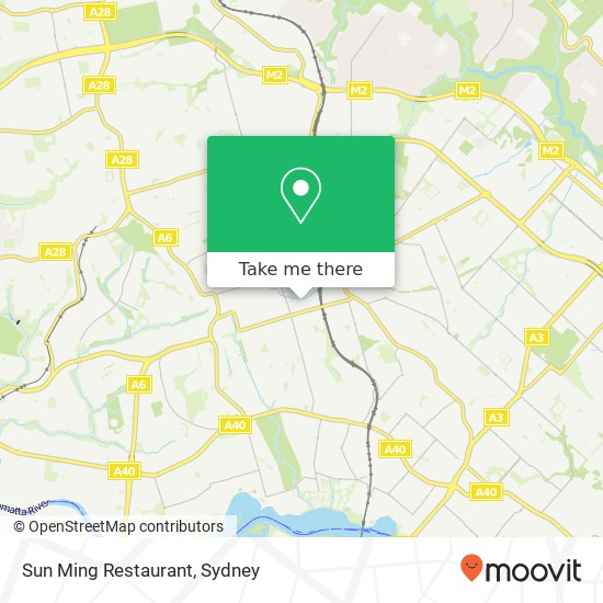 Mapa Sun Ming Restaurant, 195 Rowe St Eastwood NSW 2122